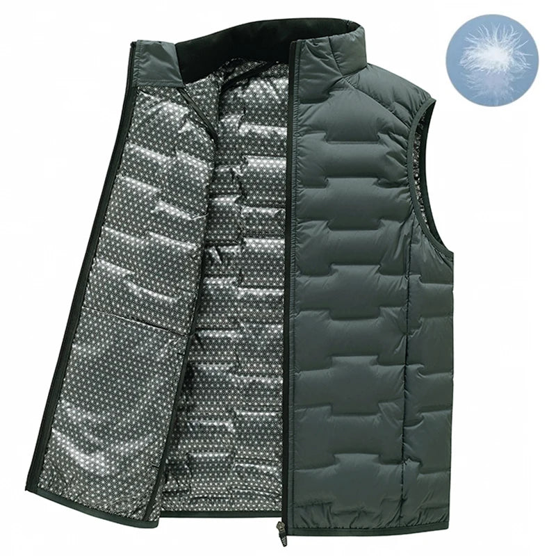 Men Winter New White Duck Down Vest Men Warm Windproof Stand Collar Sleeveless Vest Men Ultralight Waterproof Waistcoat Male