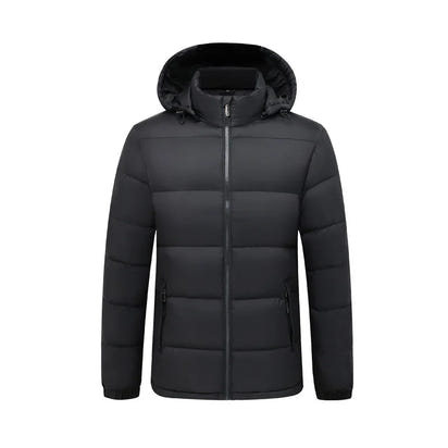 Mens Winter Warm Puffer Jacket New Cross Border Style Removable Hood  Cotton-Padded Outerwear for Men