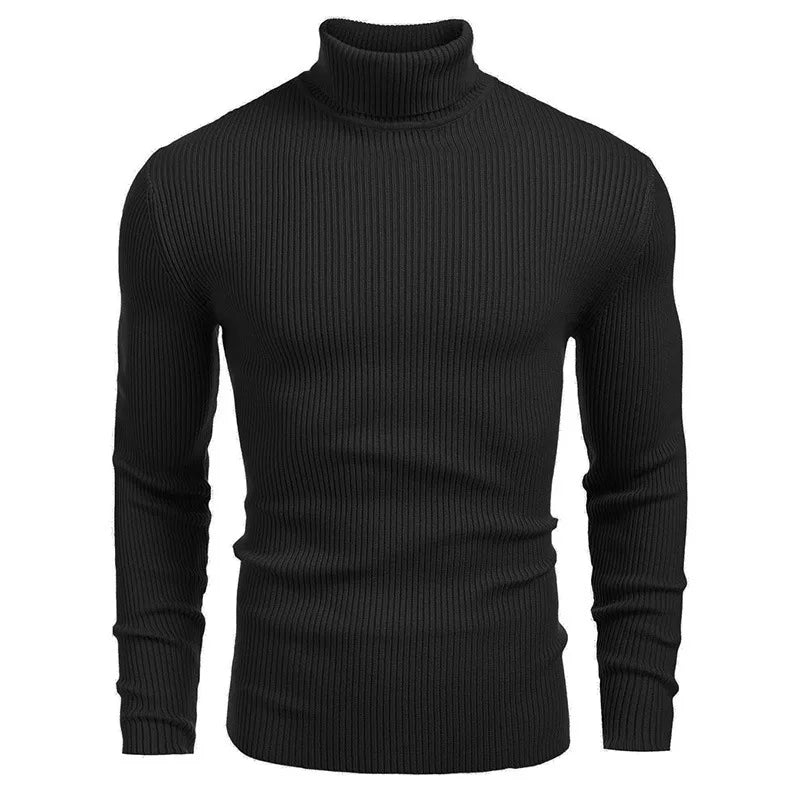 New Men's Turtleneck Sweaters Solid Long Sleeve Knitted Warm Pullovers Casual Slim High Neck Sweater Autumn Winter Knitwear Tops