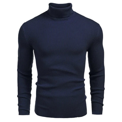 New Men's Turtleneck Sweaters Solid Long Sleeve Knitted Warm Pullovers Casual Slim High Neck Sweater Autumn Winter Knitwear Tops