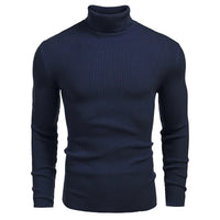 New Men's Turtleneck Sweaters Solid Long Sleeve Knitted Warm Pullovers Casual Slim High Neck Sweater Autumn Winter Knitwear Tops