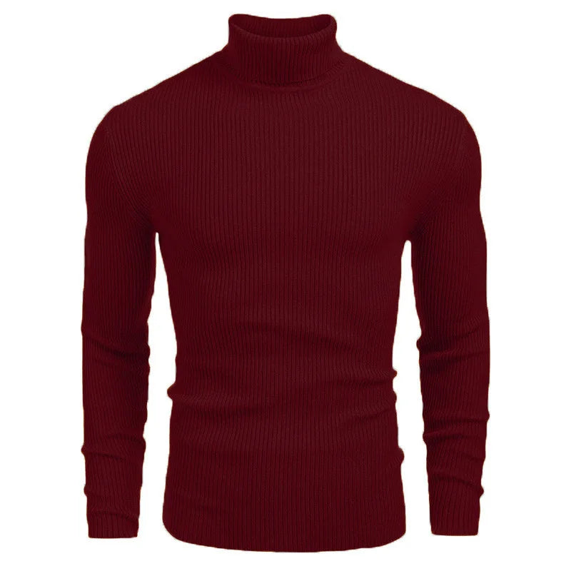 New Men's Turtleneck Sweaters Solid Long Sleeve Knitted Warm Pullovers Casual Slim High Neck Sweater Autumn Winter Knitwear Tops