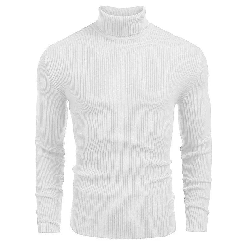 New Men's Turtleneck Sweaters Solid Long Sleeve Knitted Warm Pullovers Casual Slim High Neck Sweater Autumn Winter Knitwear Tops