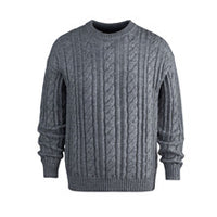 Men’s Wool Blend Cable Knit Pullover Sweater Crew Neck Long Sleeve Casual Knitwear