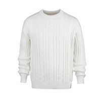 Men’s Wool Blend Cable Knit Pullover Sweater Crew Neck Long Sleeve Casual Knitwear