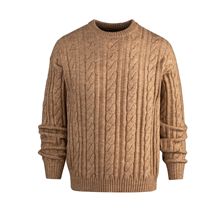 Men’s Wool Blend Cable Knit Pullover Sweater Crew Neck Long Sleeve Casual Knitwear
