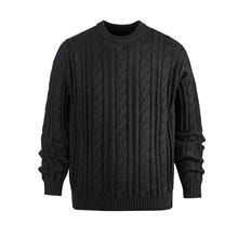 Men’s Wool Blend Cable Knit Pullover Sweater Crew Neck Long Sleeve Casual Knitwear