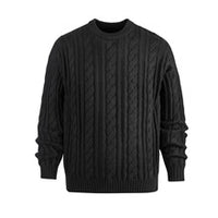 Men’s Wool Blend Cable Knit Pullover Sweater Crew Neck Long Sleeve Casual Knitwear
