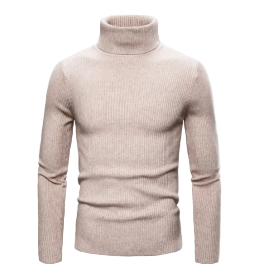 New Men's Turtleneck Sweaters Solid Long Sleeve Knitted Warm Pullovers Casual Slim High Neck Sweater Autumn Winter Knitwear Tops
