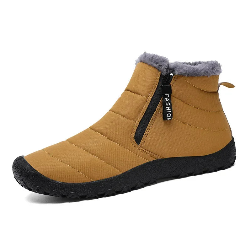 Men's Ankle Boots Men Fur Zip Shoes Man Women Winter Shoe High Quality Mens 2024 Waterproof Outside Boot Plus Size 45 46 47 48