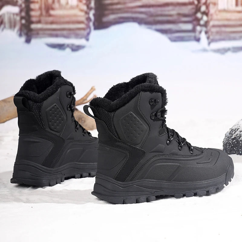 2025 Winter Boots for Men Waterproof Outdoor Hiking Boots Thick Plus Warm Ankle Boots Non-slip Hunting Sneakers Man Work Shoes