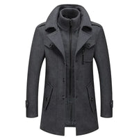 Men Fashion Autumn Winter Wool Trench Coats Fashion Middle Long Jacket Male Double Collar Zipper Coat Windbreak Woolen Overcoat
