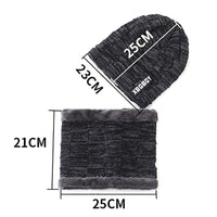 Beanie Hat Scarf Set Men Autumn Winter Fluffy Knitted Cap Neck Warmer Headwear Sportswear