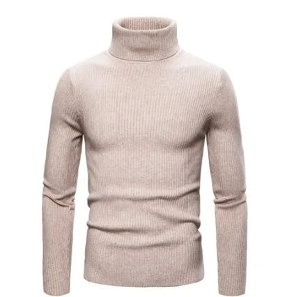 New Men's Turtleneck Sweaters Solid Long Sleeve Knitted Warm Pullovers Casual Slim High Neck Sweater Autumn Winter Knitwear Tops