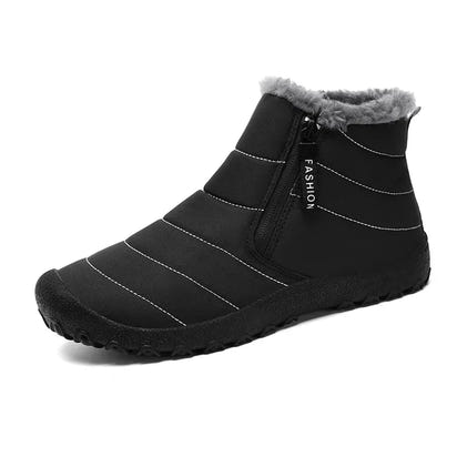 Men's Ankle Boots Men Fur Zip Shoes Man Women Winter Shoe High Quality Mens 2024 Waterproof Outside Boot Plus Size 45 46 47 48