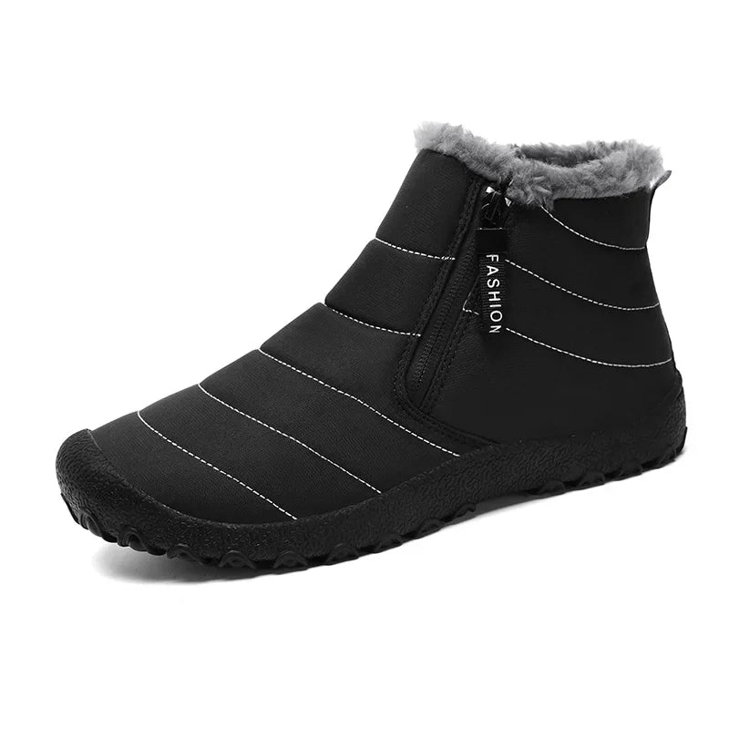 Men's Ankle Boots Men Fur Zip Shoes Man Women Winter Shoe High Quality Mens 2024 Waterproof Outside Boot Plus Size 45 46 47 48