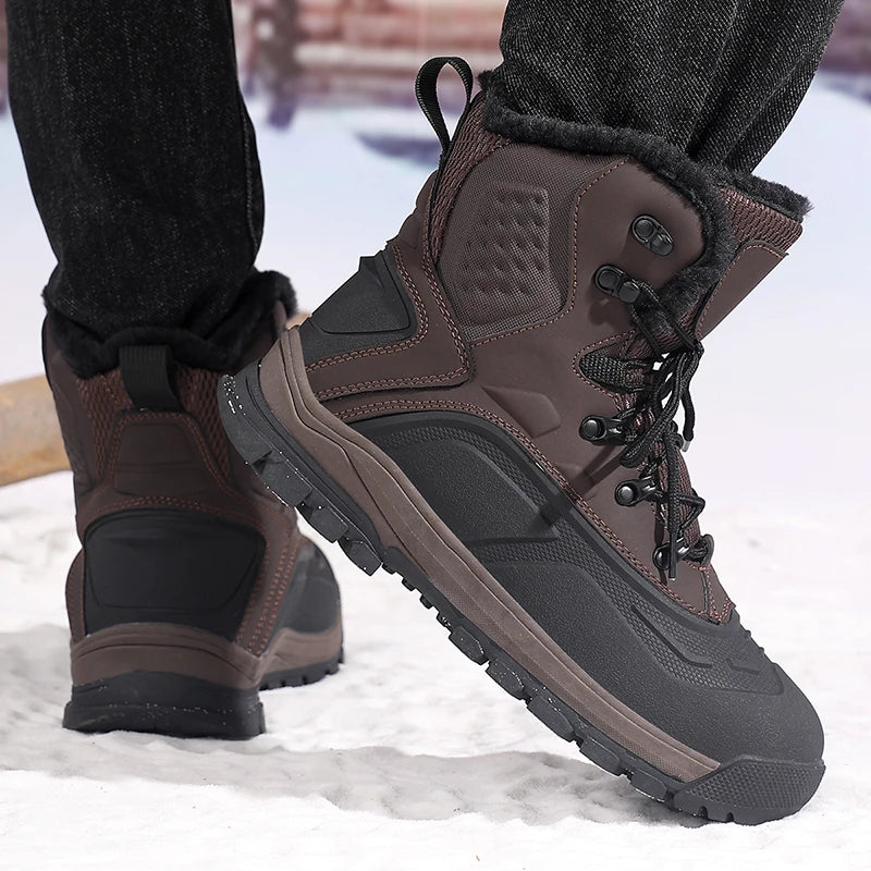 2025 Winter Boots for Men Waterproof Outdoor Hiking Boots Thick Plus Warm Ankle Boots Non-slip Hunting Sneakers Man Work Shoes