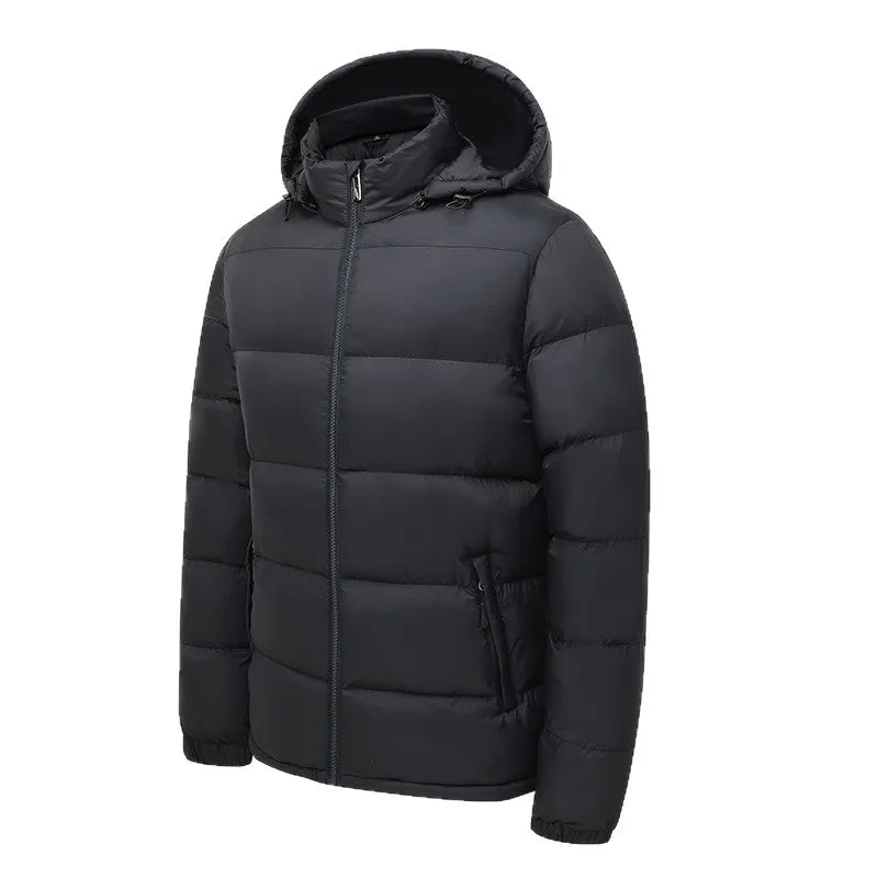 Mens Winter Warm Puffer Jacket New Cross Border Style Removable Hood  Cotton-Padded Outerwear for Men