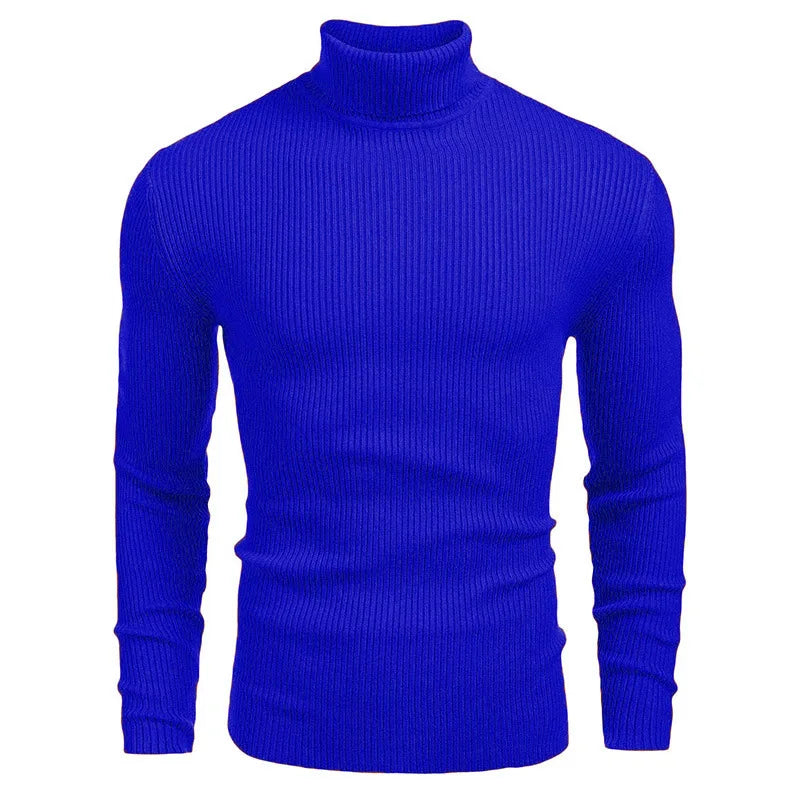 New Men's Turtleneck Sweaters Solid Long Sleeve Knitted Warm Pullovers Casual Slim High Neck Sweater Autumn Winter Knitwear Tops