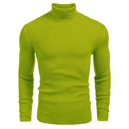 New Men's Turtleneck Sweaters Solid Long Sleeve Knitted Warm Pullovers Casual Slim High Neck Sweater Autumn Winter Knitwear Tops