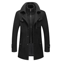 Men Fashion Autumn Winter Wool Trench Coats Fashion Middle Long Jacket Male Double Collar Zipper Coat Windbreak Woolen Overcoat