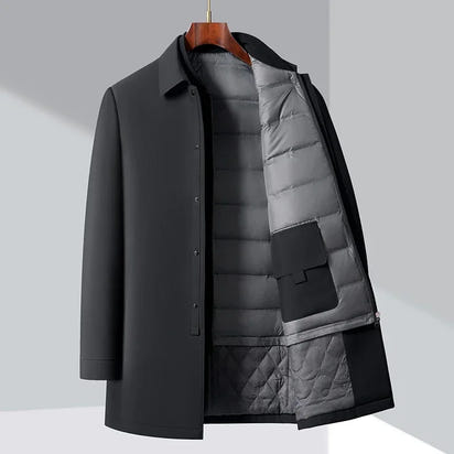 Winter Down Jacket Men's Luxury Brand Detachable White Duck Down Liner Vest Coat Men Business Mid-length Windproof Puffer Jacket