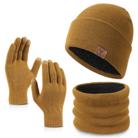 Winter Beanie Hat Scarf Gloves Set for Men Women, Warm Knitted Hat Fleece Lined Circle Neck Warmer Touchscreen Gloves