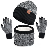 Winter Beanie Hat Scarf Gloves Set for Men Women, Warm Knitted Hat Fleece Lined Circle Neck Warmer Touchscreen Gloves