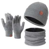Winter Beanie Hat Scarf Gloves Set for Men Women, Warm Knitted Hat Fleece Lined Circle Neck Warmer Touchscreen Gloves